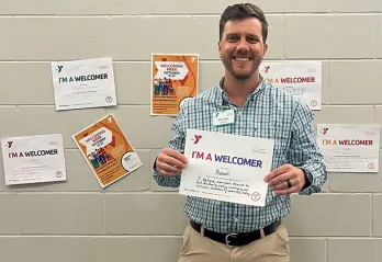 Michael Whitten participating in Welcoming Week at the Y.