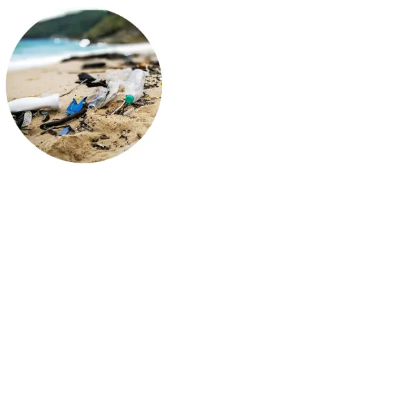 bottles and debris on beach
