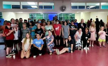 Group photo of MASH (Mainstream Adults Sharing Hope) members at the John Geigle YMCA.