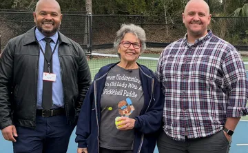 L-R: Alex Cerqueira with Jackie Rowe, Project Rally participant and Dr. Parker